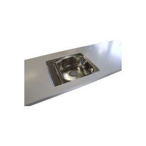 Planlimet stålbordplade i Corian bordplade