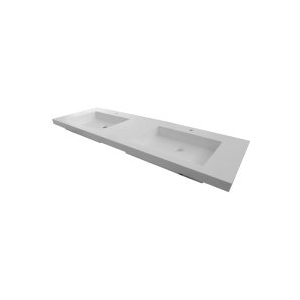 Corian bordplade med 2 vaske i Corian model FP50. 100cm kanter
