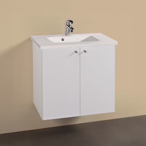 Multi-Living Malet hvid front small bad underskab med 2 låger og vaskebordplade