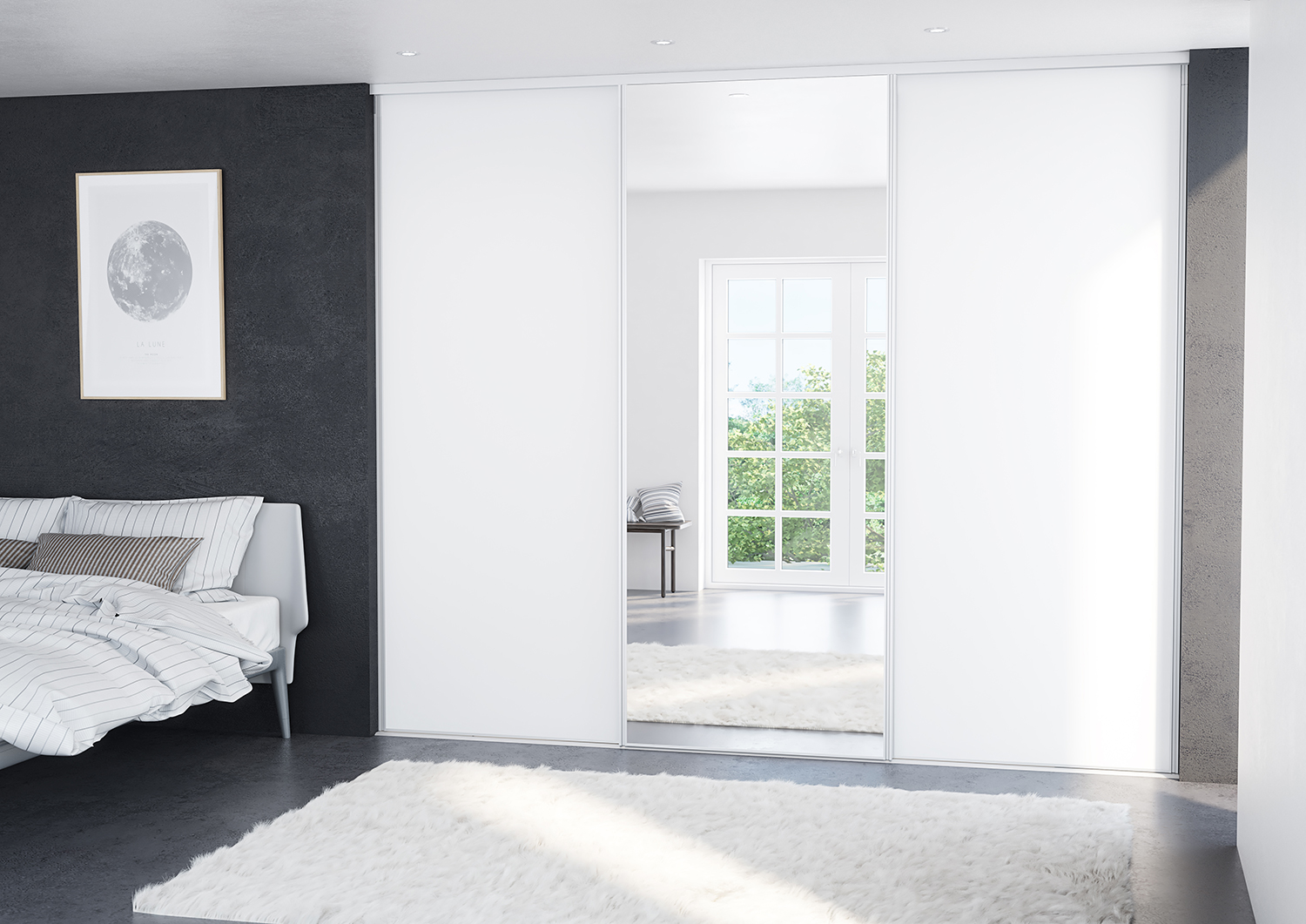 Køb Billige skydedøre på mål til garderobe med 3 døre – Total Bredde 144 til 456 cm