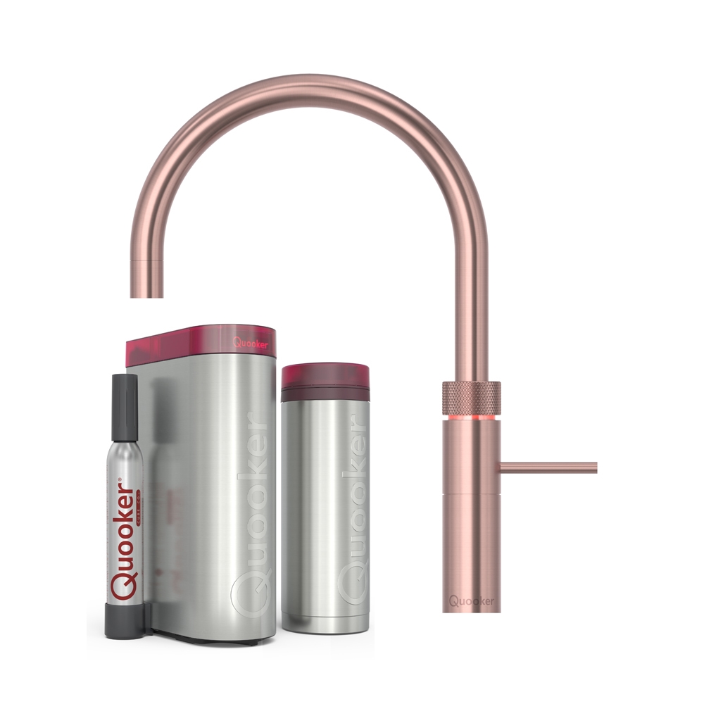 Fusion Round Inkl Pro3 & Cube Rose Copper Fra Quooker