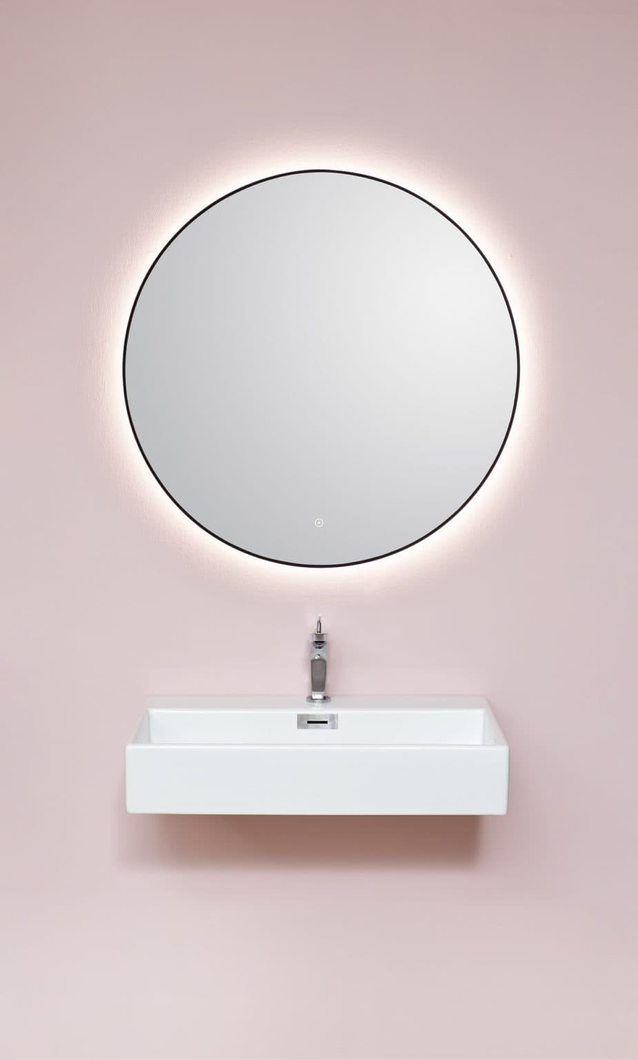 Billede af Toscana spejl - Mat sort - Ø:90cm - Backlight og varme