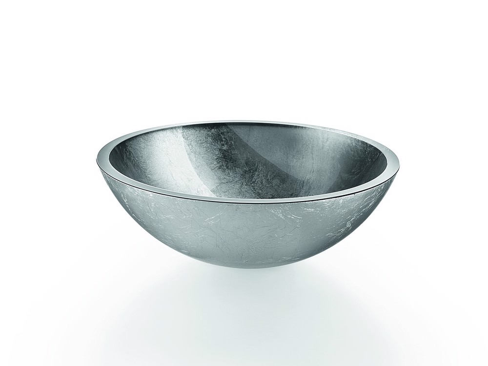 Aquaio glasbowle u.overløb / u. hanehul, Ø 40x15,5 cm, sølv
