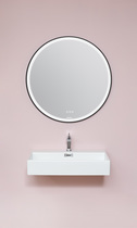 Torino spejl, rundt m. sort ramme og LED (touchfelt på spejl) , Ø 80 