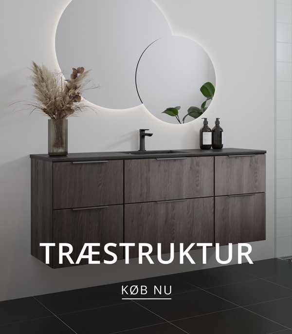 Badeværelse med træstruktur