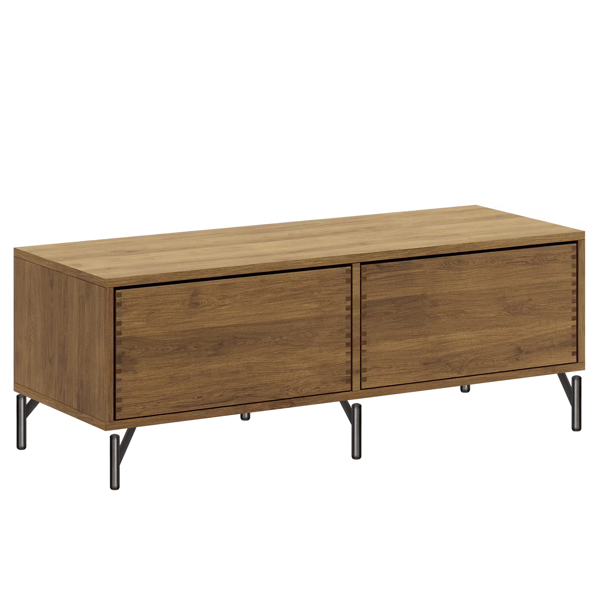 125,7 cm Mørkolieret Just Wood Push Snedker Bænk inkl. 2 skuffer - 40 cm dybde og ben