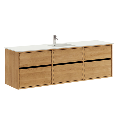 176 cm Just Wood Original badmøbel med 3x 60 cm skuffer og Solid Surface bordplade