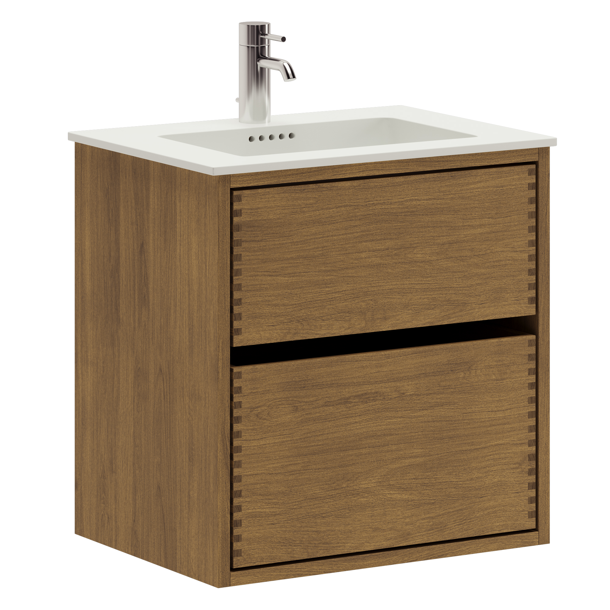 Billede af 53,8 cm Mørkolieret Just Wood Mini Original badmøbel med 2 skuffer og Solid Surface bordplade