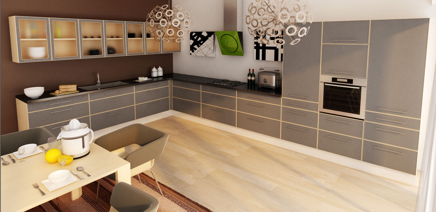 Grå design eg køkken se køkkenskabe i grå eg