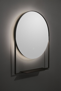 Fusion Round Backlight LED-spejl med hylde