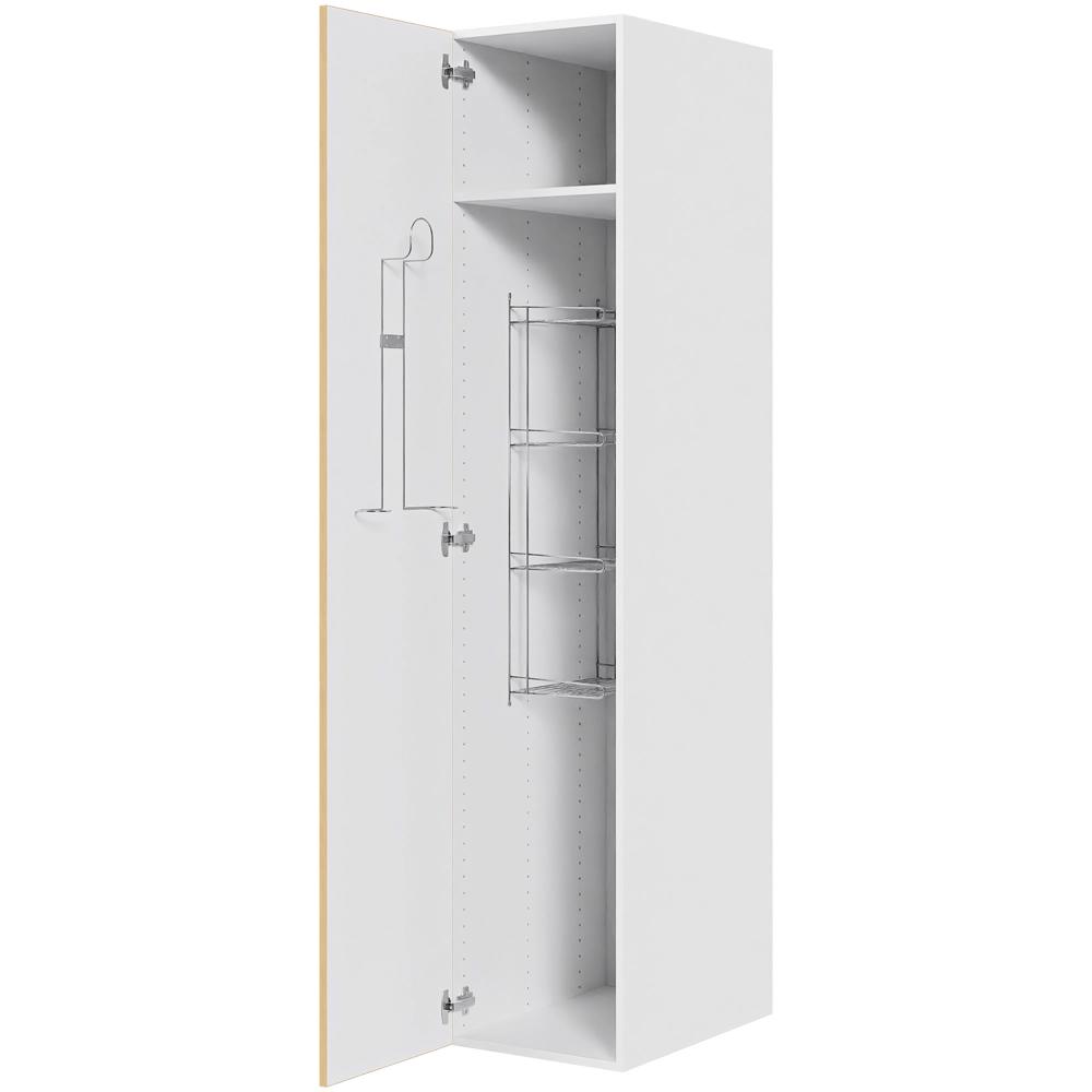 Multi-Living Køkken kosteskab i White/Oak Line H: 195,2 cm D: 60,0 cm - Inklusiv trådreol, slangeholder & hylde - Bredde: 40 cm