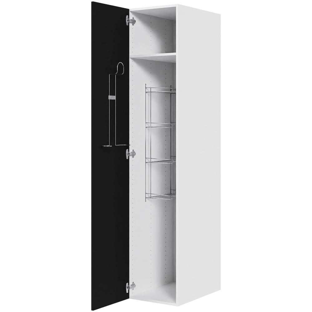 Køkken kosteskab i Cibo Nero H: 195,2 cm D: 60,0 cm - Inklusiv trådreol, slangeholder & hylde - Bredde: 40 cm