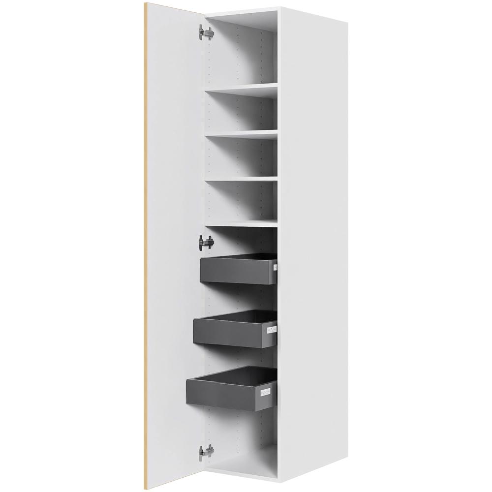 Multi-Living Køkken linnedskab i White/Oak Line H: 195,2 cm D: 60,0 cm - Inklusiv 4 hylder samt 3 bakker - Bredde: 40 cm