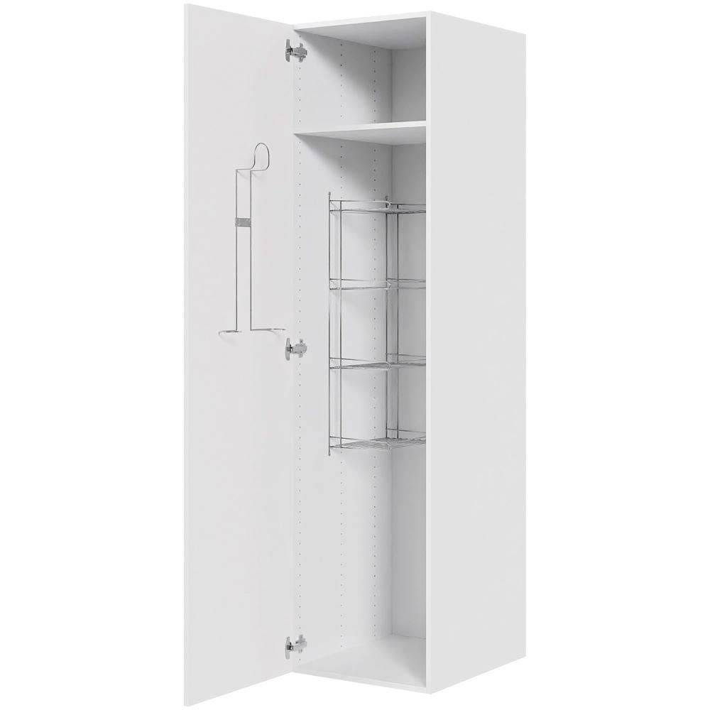 Multi-Living Køkken kosteskab i Malet Hvid Front H: 195,2 cm D: 60,0 cm - Inklusiv trådreol, slangeholder & hylde - Bredde: 50 cm