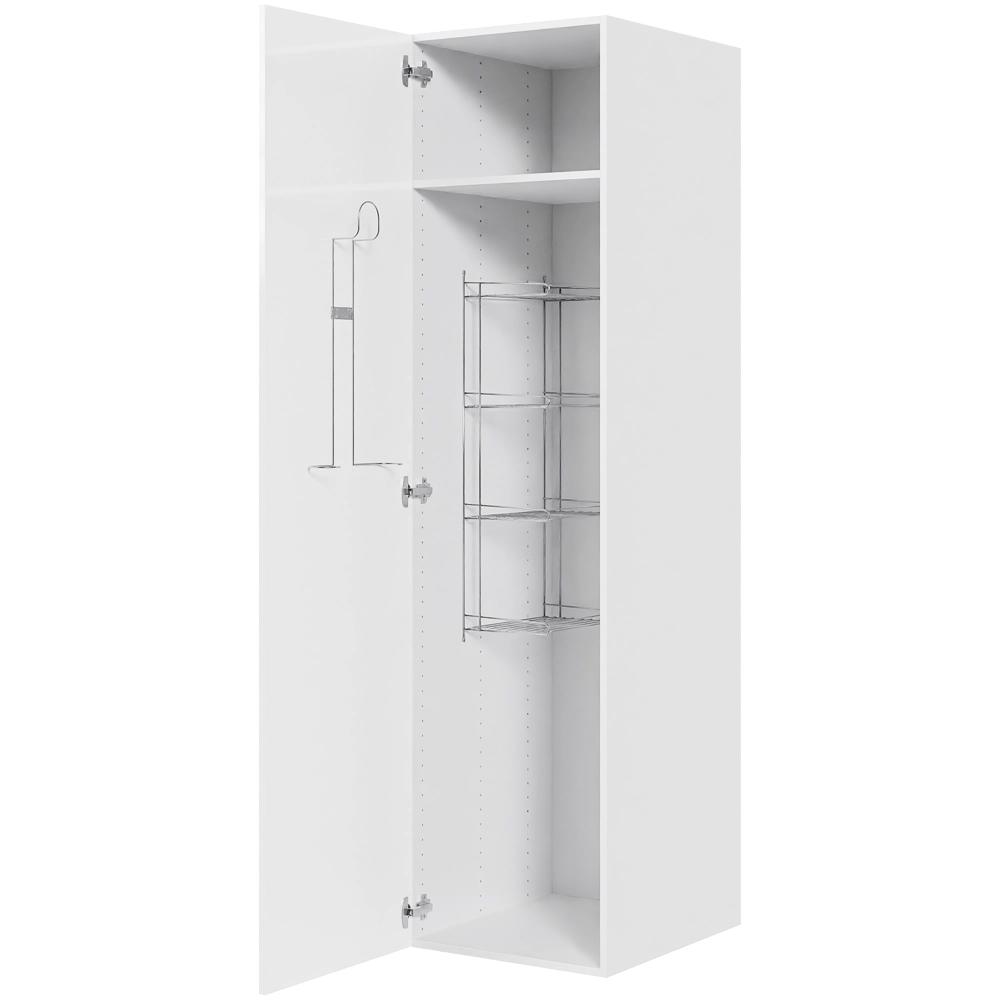 Multi-Living Køkken kosteskab i Hvid Højglans H: 195,2 cm D: 60,0 cm - Inklusiv trådreol, slangeholder & hylde - Bredde: 50 cm