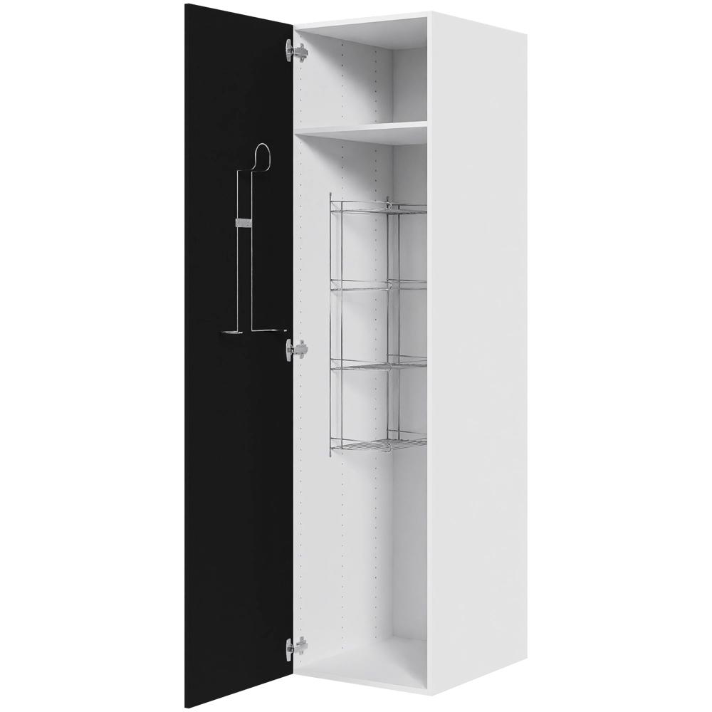 Køkken kosteskab i Cibo Nero H: 195,2 cm D: 60,0 cm - Inklusiv trådreol, slangeholder & hylde - Bredde: 50 cm