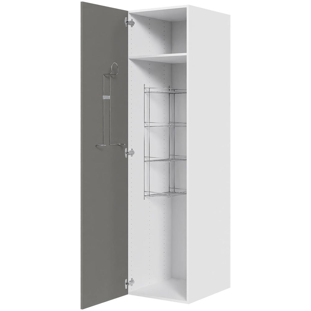 Køkken kosteskab i Cibo Grigio H: 195,2 cm D: 60,0 cm - Inklusiv trådreol, slangeholder & hylde - Bredde: 50 cm