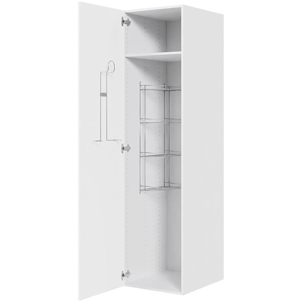 Køkken kosteskab i Cibo Bianco H: 195,2 cm D: 60,0 cm - Inklusiv trådreol, slangeholder & hylde - Bredde: 50 cm