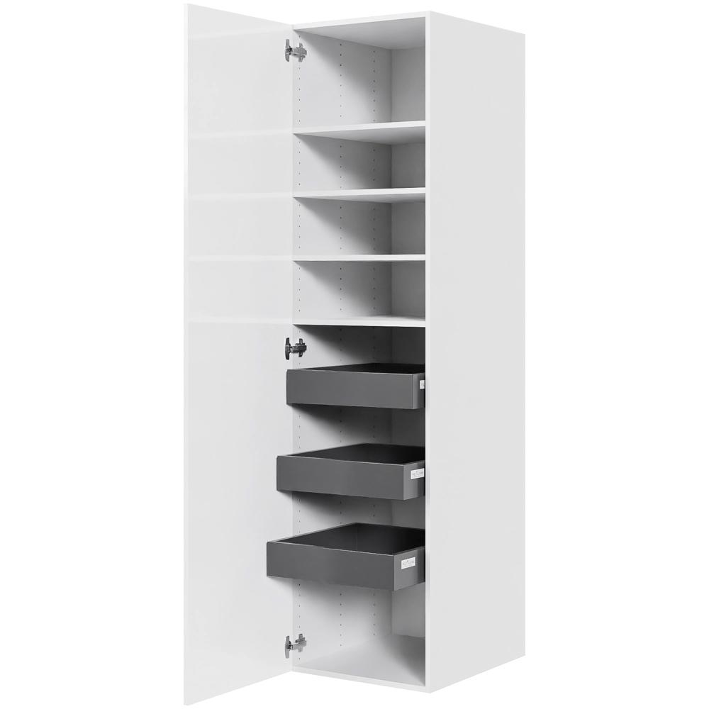 Multi-Living Køkken linnedskab i Hvid Højglans H: 195,2 cm D: 60,0 cm - Inklusiv 4 hylder samt 3 bakker - Bredde: 50 cm
