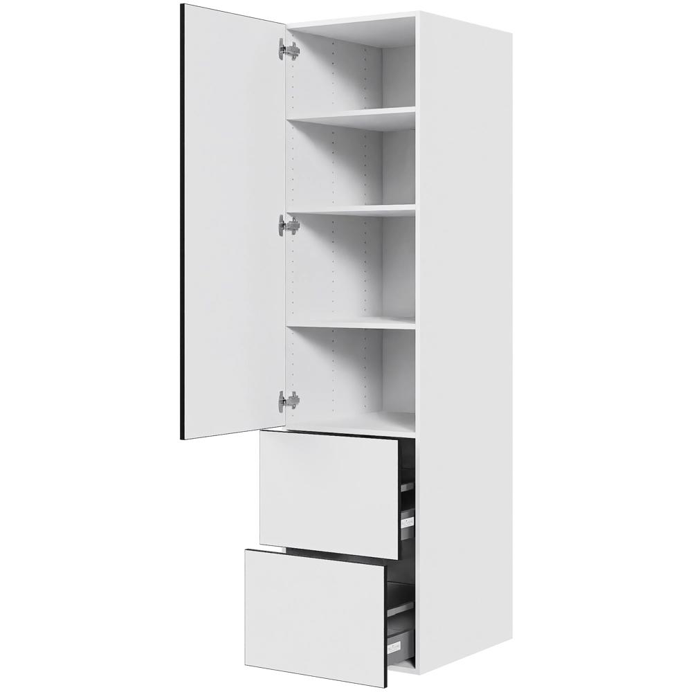 Køkken opbevaringsskab i White/Black line H: 195,2 cm D: 60,0 cm - Fuldudtræk/softluk - Bredde: 50 cm