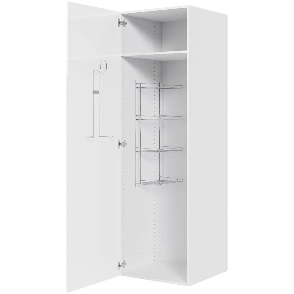 Multi-Living Køkken kosteskab i Hvid Højglans H: 195,2 cm D: 60,0 cm - Inklusiv trådreol, slangeholder & hylde - Bredde: 60 cm