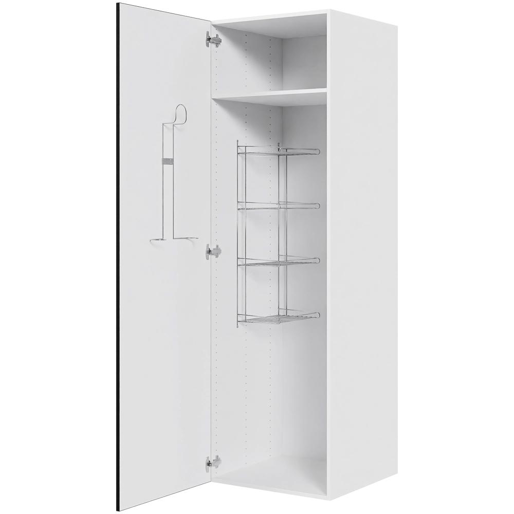 Køb Multi-Living Køkken kosteskab i White/Black line H: 195,2 cm D: 60,0 cm – Inklusiv trådreol, slangeholder og hylde – Bredde: 60 cm