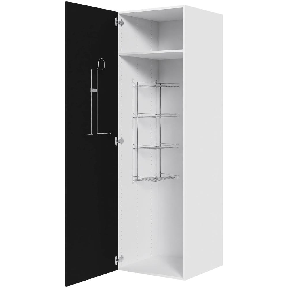 Køkken kosteskab i Cibo Nero H: 195,2 cm D: 60,0 cm - Inklusiv trådreol, slangeholder & hylde - Bredde: 60 cm