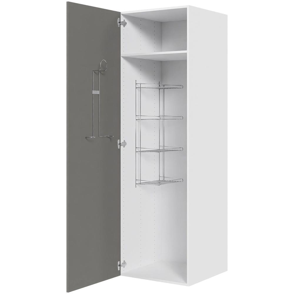 Køkken kosteskab i Cibo Grigio H: 195,2 cm D: 60,0 cm - Inklusiv trådreol, slangeholder & hylde - Bredde: 60 cm