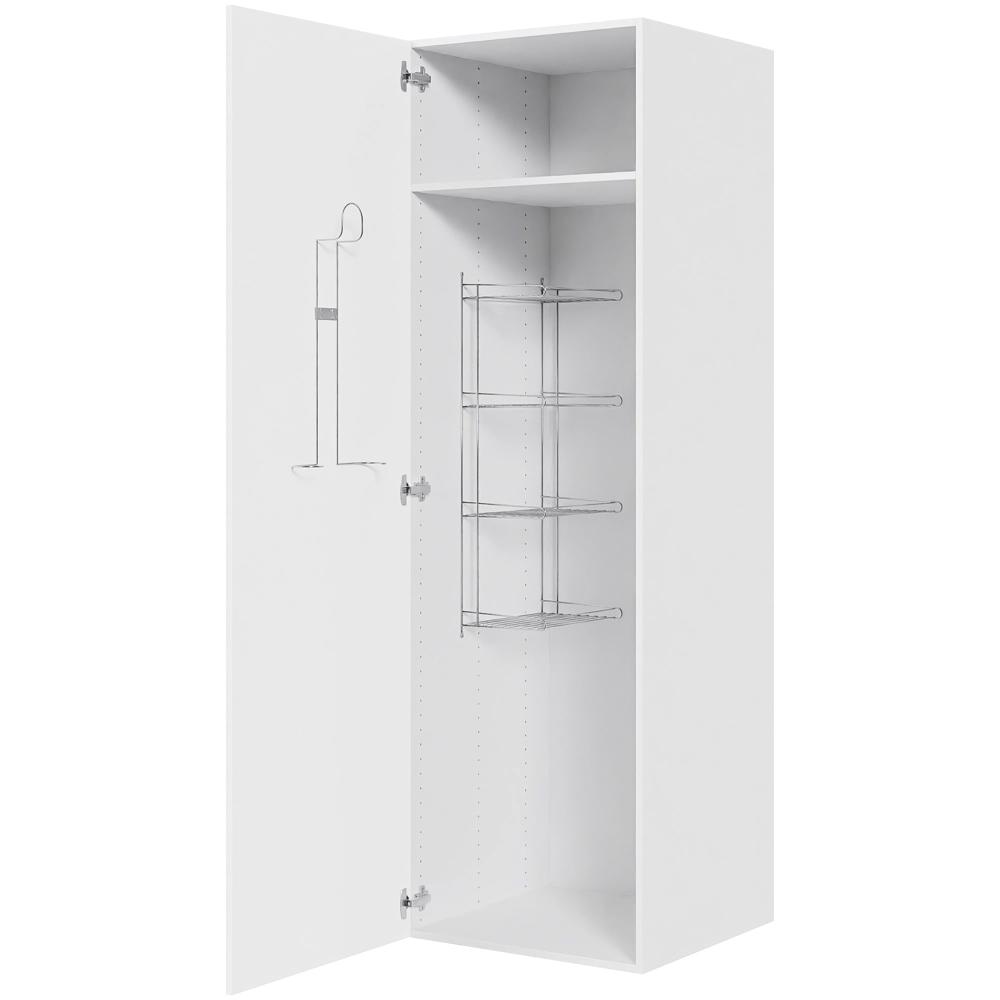 Køkken kosteskab i Cibo Bianco H: 195,2 cm D: 60,0 cm - Inklusiv trådreol, slangeholder & hylde - Bredde: 60 cm