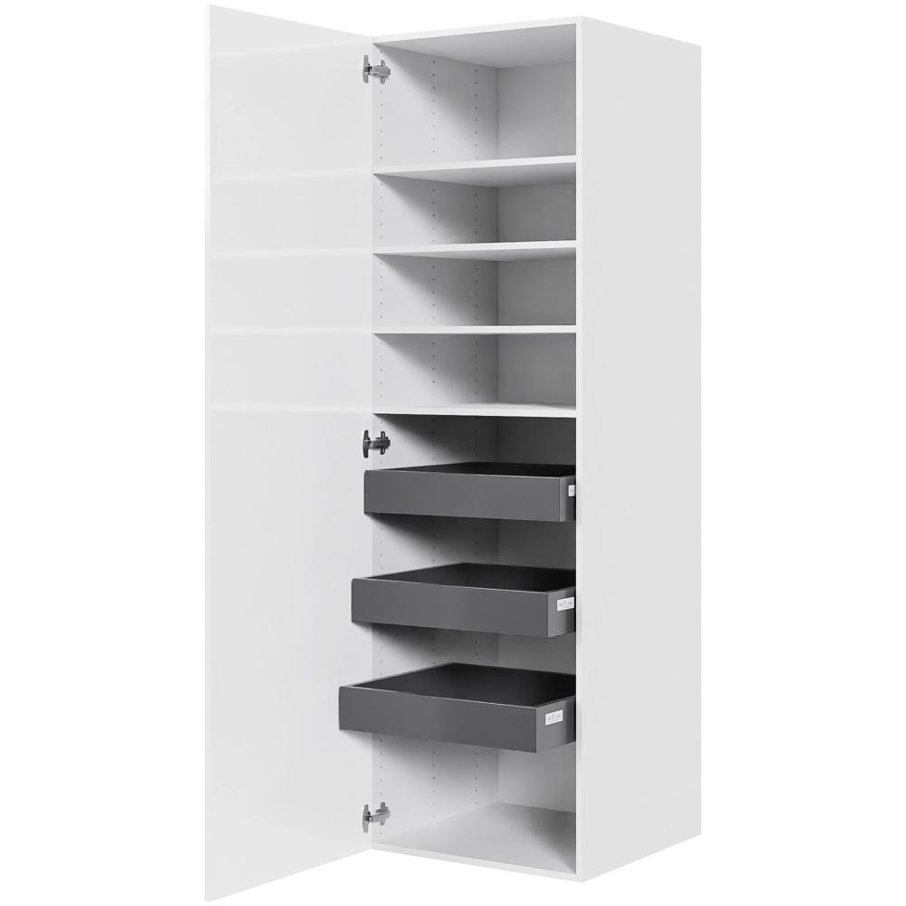 Multi-Living Køkken linnedskab i Hvid Højglans H: 195,2 cm D: 60,0 cm - Inklusiv 4 hylder samt 3 bakker - Bredde: 60 cm