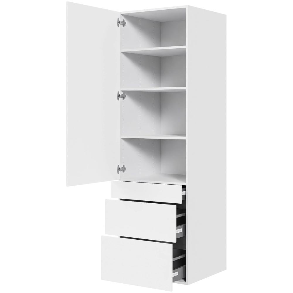 Billede af Multi-Living Køkken garderobeskab i Cibo Bianco H: 195,2 cm D: 60,0 cm - 1 låge og 3 skuffer fuldudtræk/softclose - Bredde: 60 cm