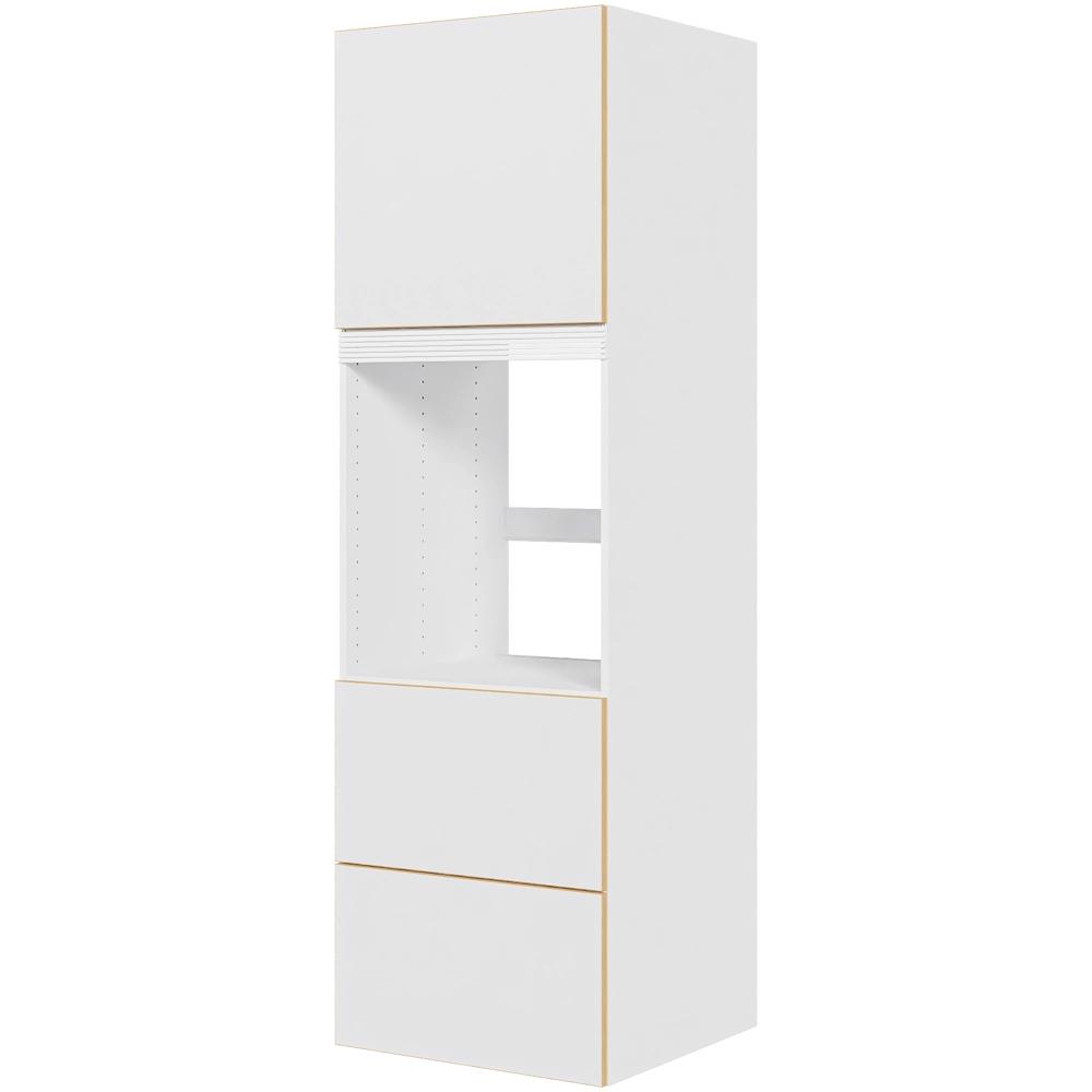 Multi-Living Køkken indbygningsskab i White/Oak Line til ovn H: 195,2 cm D: 60,0 cm – 1 låge og 2 skuffer fuldudtræk og softclose – Bredde: 60 cm