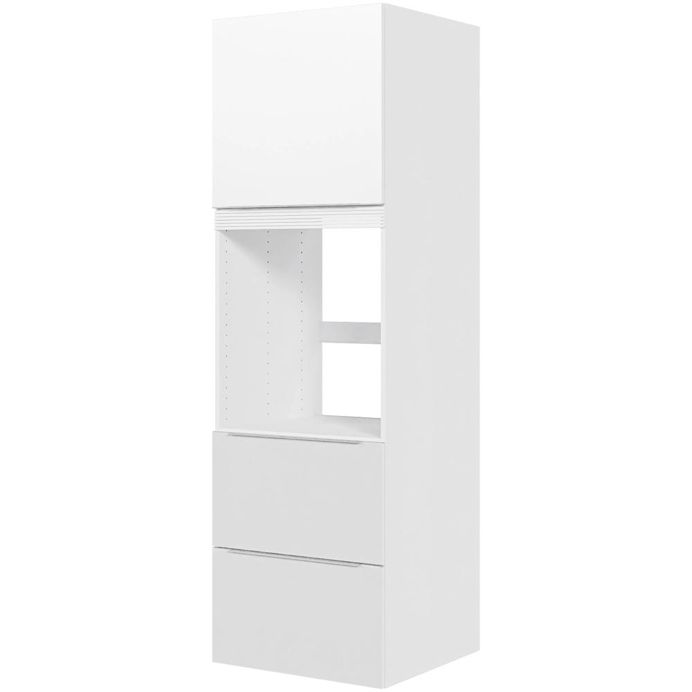 Billede af Multi-Living Køkken indbygningsskab i Malet Hvid Front Paris til ovn H: 195,2 cm D: 60,0 cm - 1 låge & 2 skuffer fuldudtræk og softclose - Bredde: 60 cm