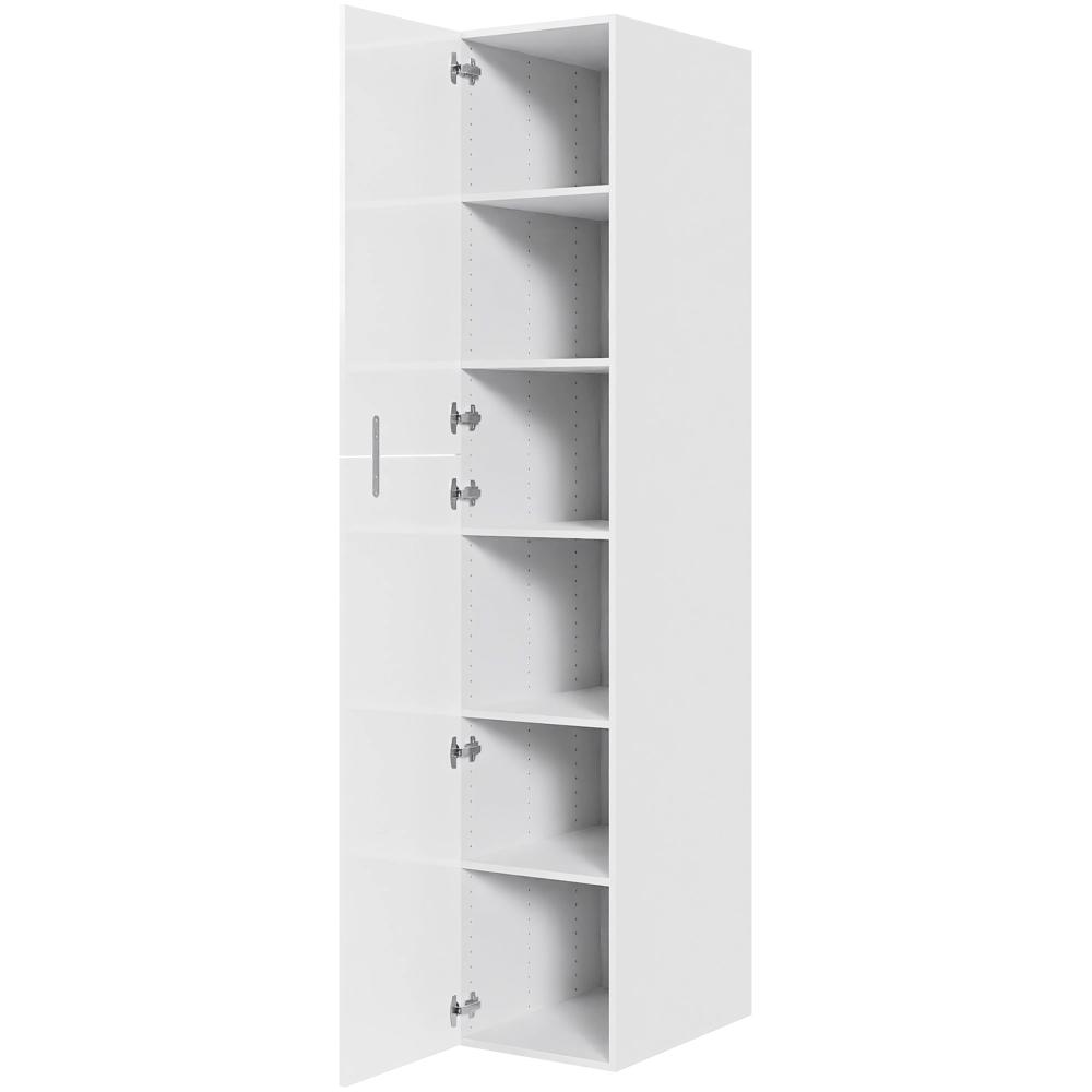 Køkken ekstra højt hyldeskab i Hvid Højglans H: 214,4 cm D: 60,0 cm - 2 delt låge inklusiv 5 hylder - Bredde: 40 cm