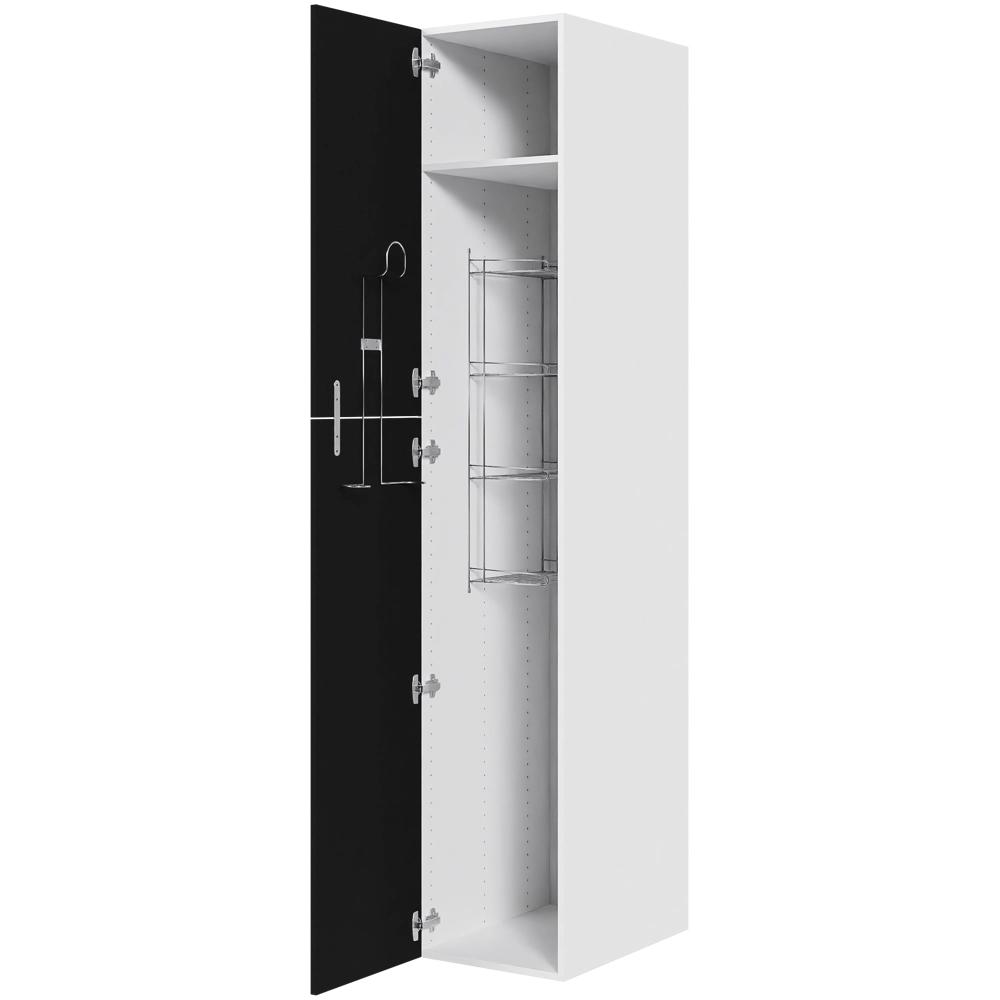 Køkken ekstra højt kosteskab i Cibo Nero H: 214,4 cm D: 60,0 cm - Inklusiv 1 hylde, 1 trådreol, 1 slangeholder - Bredde: 40 cm