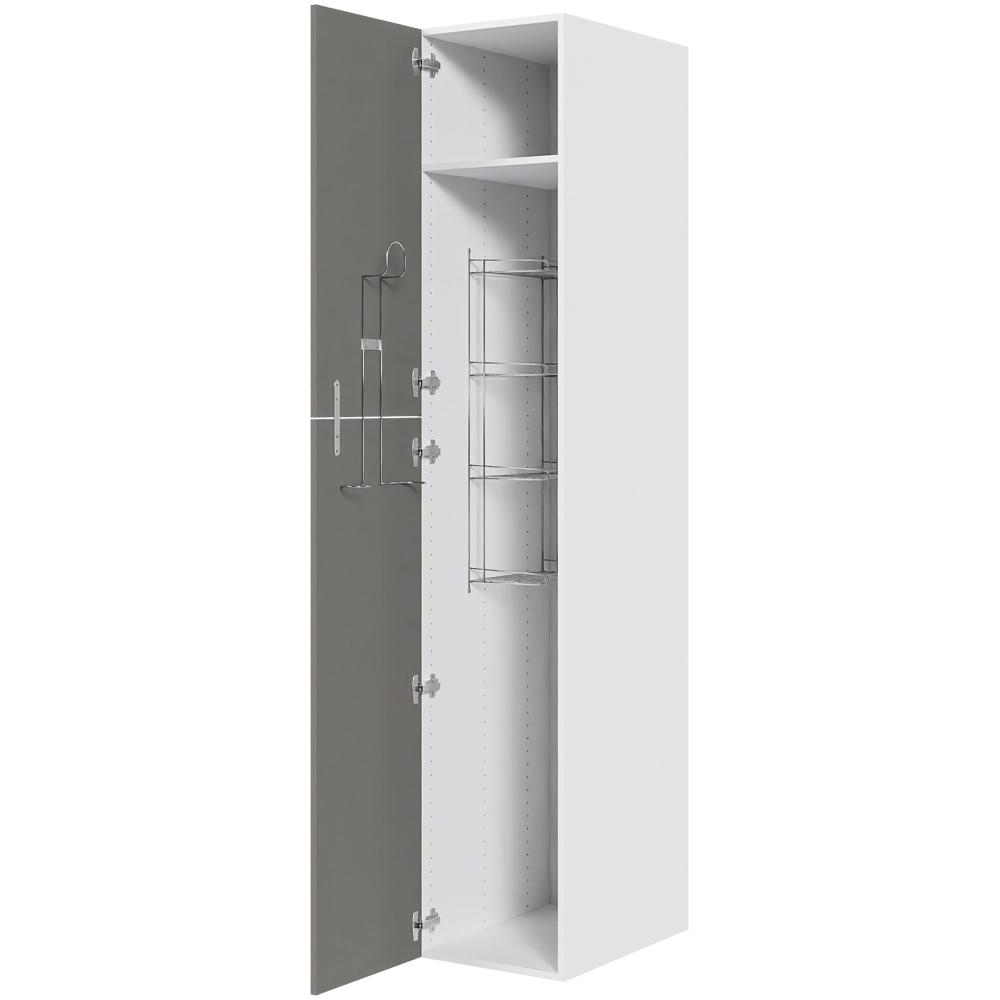 Køkken ekstra højt kosteskab i Cibo Grigio H: 214,4 cm D: 60,0 cm - Inklusiv 1 hylde, 1 trådreol, 1 slangeholder - Bredde: 40 cm