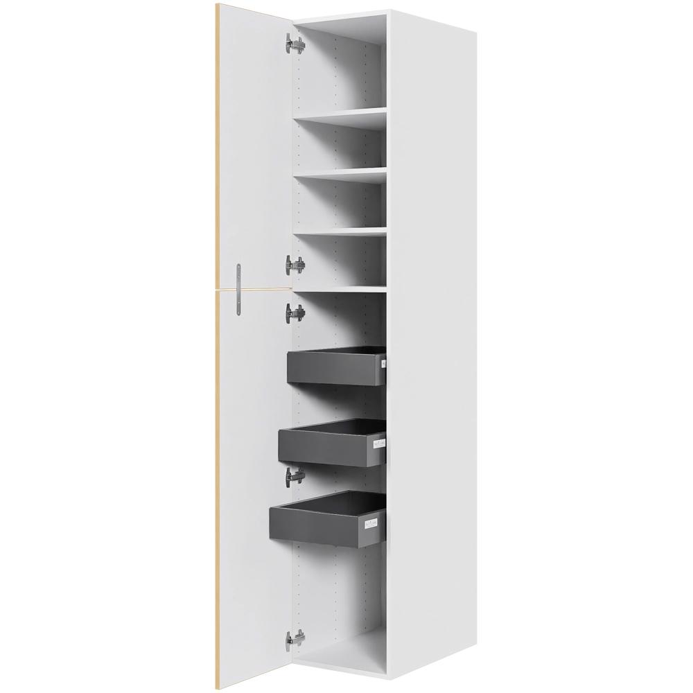 Multi-Living Køkken ekstra højt linnedskab  i White/Oak Line H: 214,4 cm D: 60,0 cm - Inklusiv 4 hylder samt 3 bakker. - Bredde: 40 cm