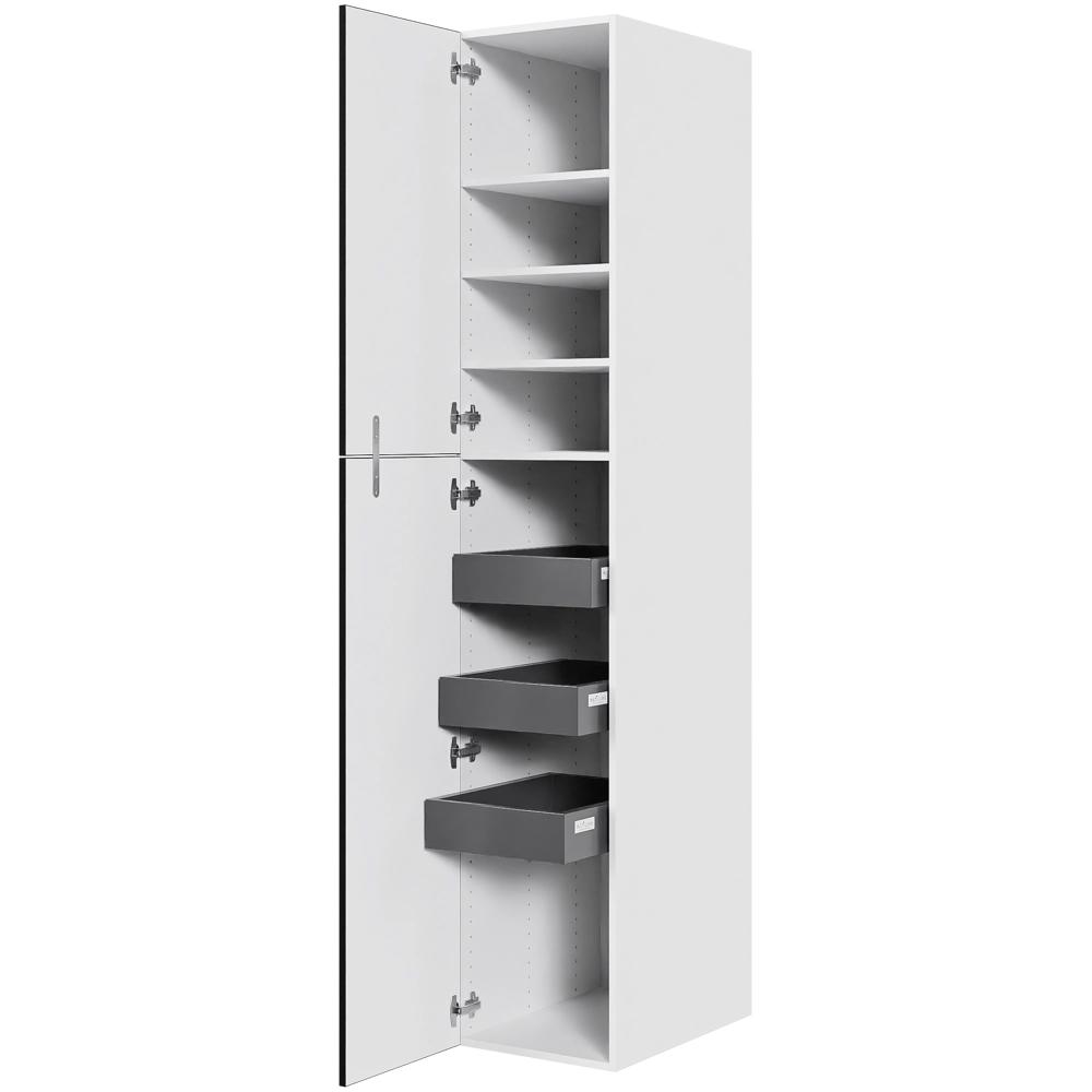 Multi-Living Køkken ekstra højt linnedskab  i White/Black line H: 214,4 cm D: 60,0 cm - Inklusiv 4 hylder samt 3 bakker. - Bredde: 40 cm