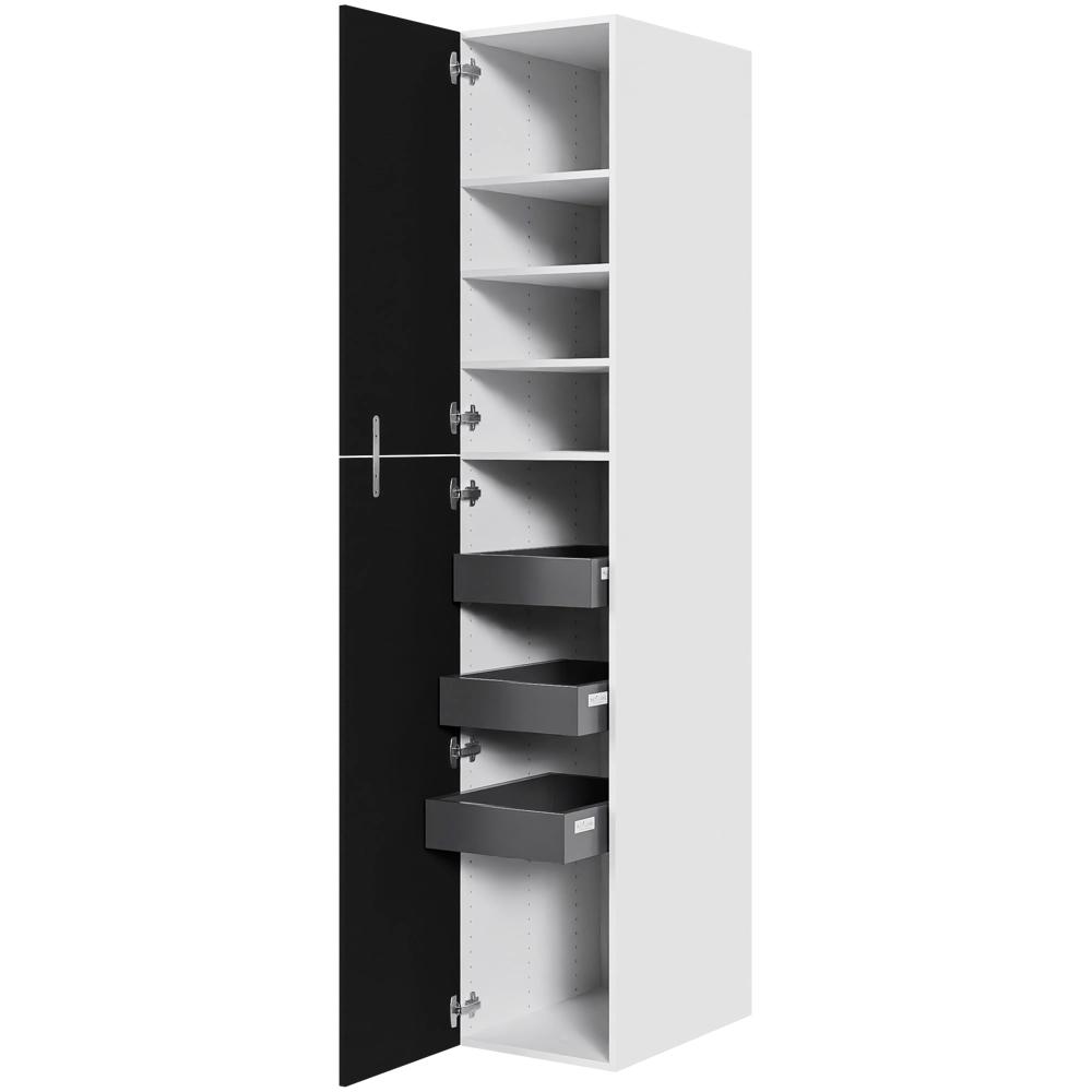 Multi-Living Køkken ekstra højt linnedskab  i Cibo Nero H: 214,4 cm D: 60,0 cm - Inklusiv 4 hylder samt 3 bakker. - Bredde: 40 cm