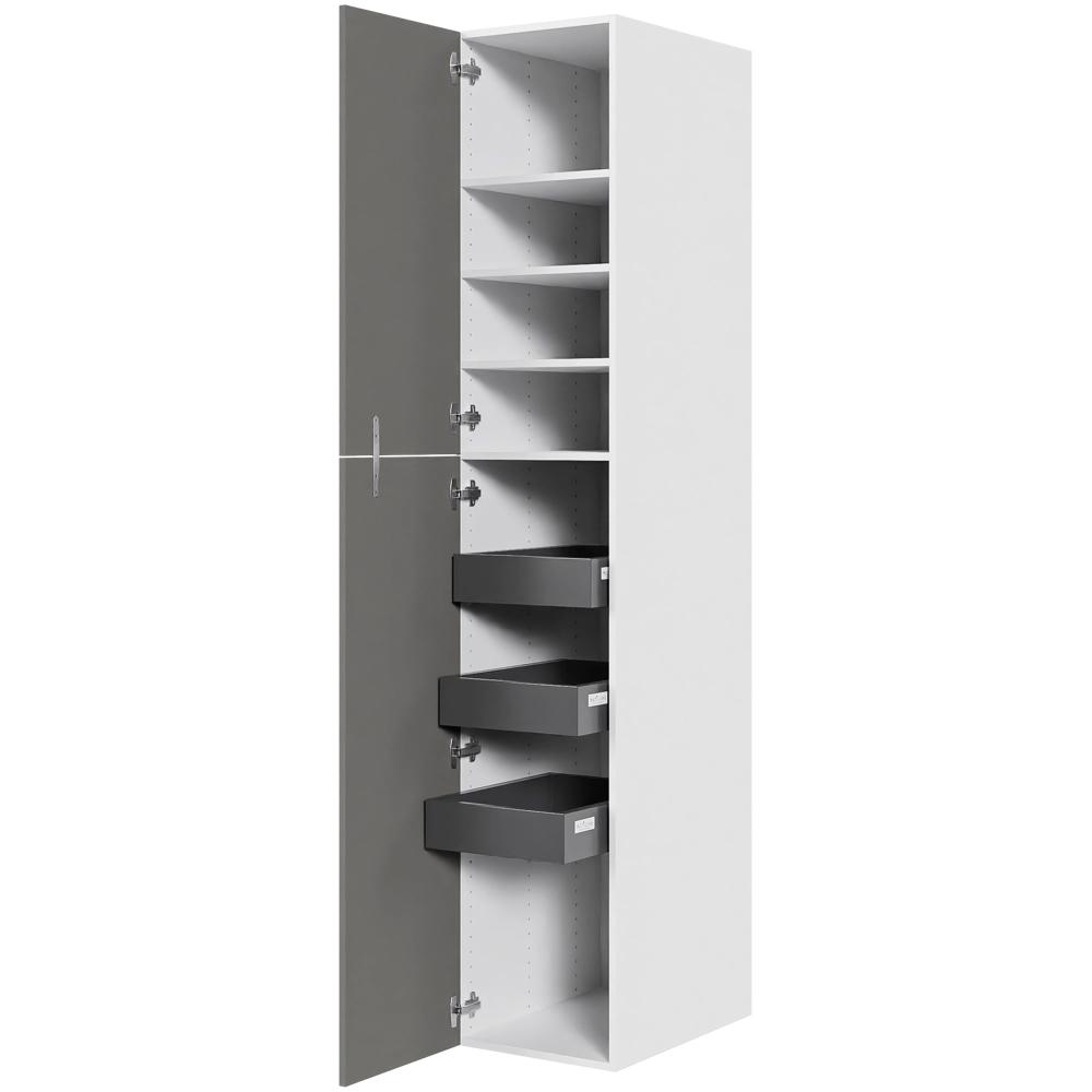 Multi-Living Køkken ekstra højt linnedskab  i Cibo Grigio H: 214,4 cm D: 60,0 cm - Inklusiv 4 hylder samt 3 bakker. - Bredde: 40 cm