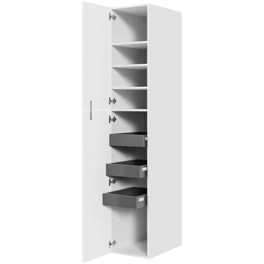 Multi-Living Køkken ekstra højt linnedskab  i Cibo Bianco H: 214,4 cm D: 60,0 cm - Inklusiv 4 hylder samt 3 bakker. - Bredde: 40 cm