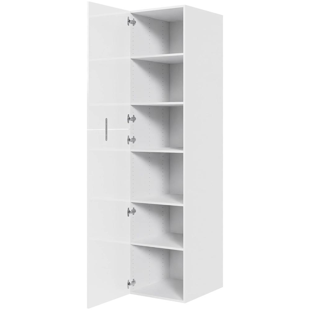 Køkken ekstra højt hyldeskab i Hvid Højglans H: 214,4 cm D: 60,0 cm - 2 delt låge inklusiv 5 hylder - Bredde: 50 cm