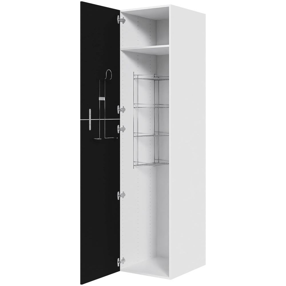 Køkken ekstra højt kosteskab i Cibo Nero H: 214,4 cm D: 60,0 cm - Inklusiv 1 hylde, 1 trådreol, 1 slangeholder - Bredde: 50 cm