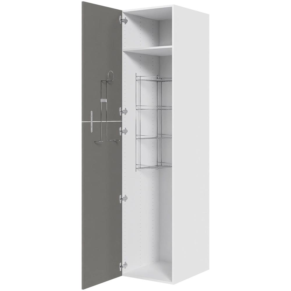 Køkken ekstra højt kosteskab i Cibo Grigio H: 214,4 cm D: 60,0 cm - Inklusiv 1 hylde, 1 trådreol, 1 slangeholder - Bredde: 50 cm