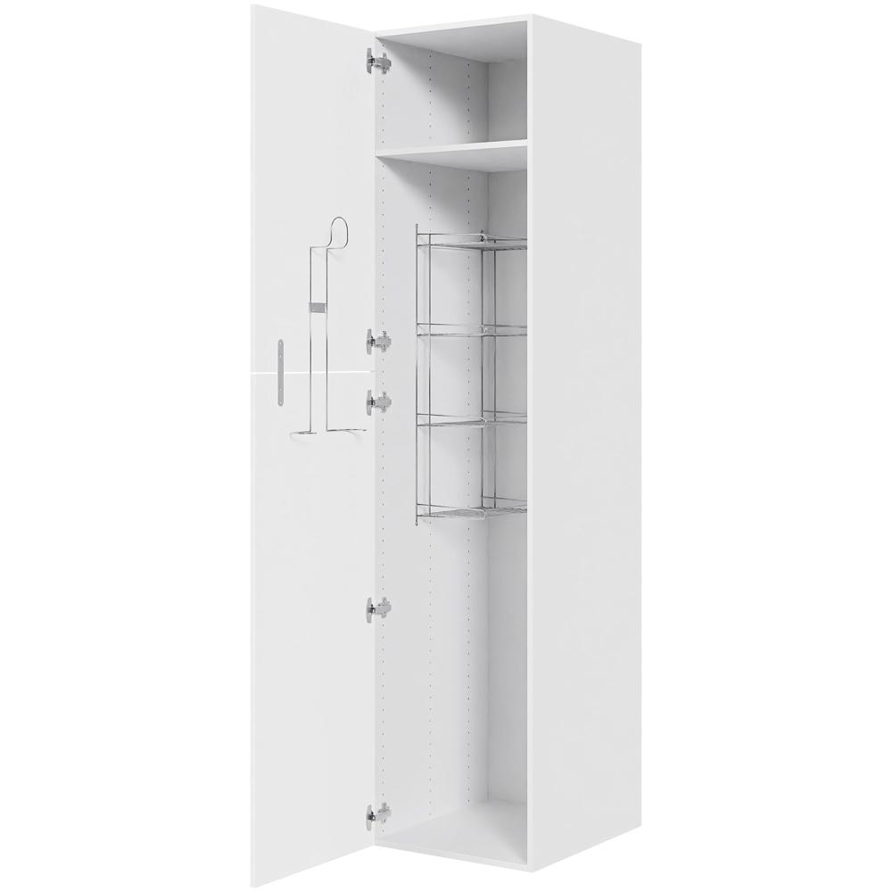 Køkken ekstra højt kosteskab i Cibo Bianco H: 214,4 cm D: 60,0 cm - Inklusiv 1 hylde, 1 trådreol, 1 slangeholder - Bredde: 50 cm