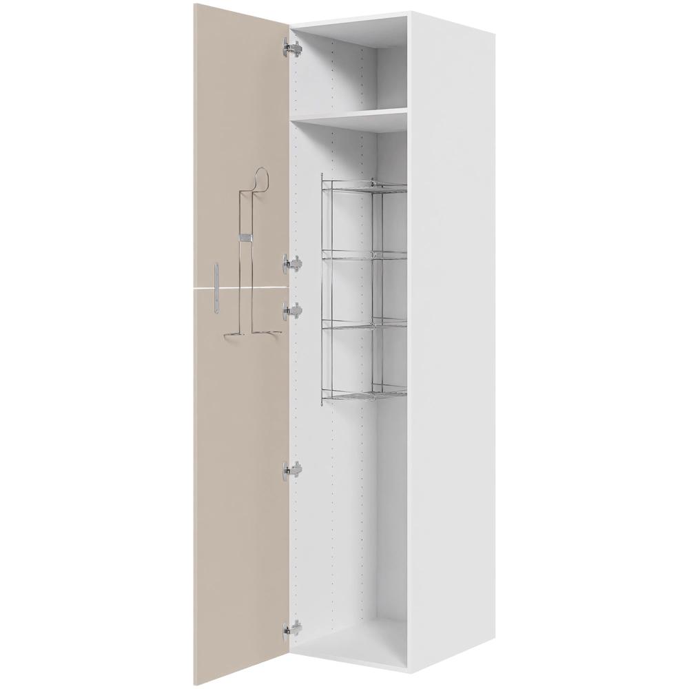 XL Kosteskab 50Â cm med hylde, trådreol, silver slangeholder og to-delt låge