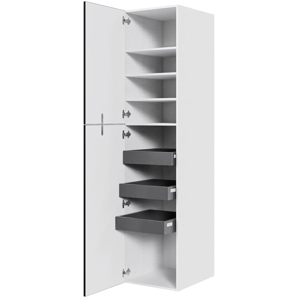 Multi-Living Køkken ekstra højt linnedskab  i White/Black line H: 214,4 cm D: 60,0 cm - Inklusiv 4 hylder samt 3 bakker. - Bredde: 50 cm