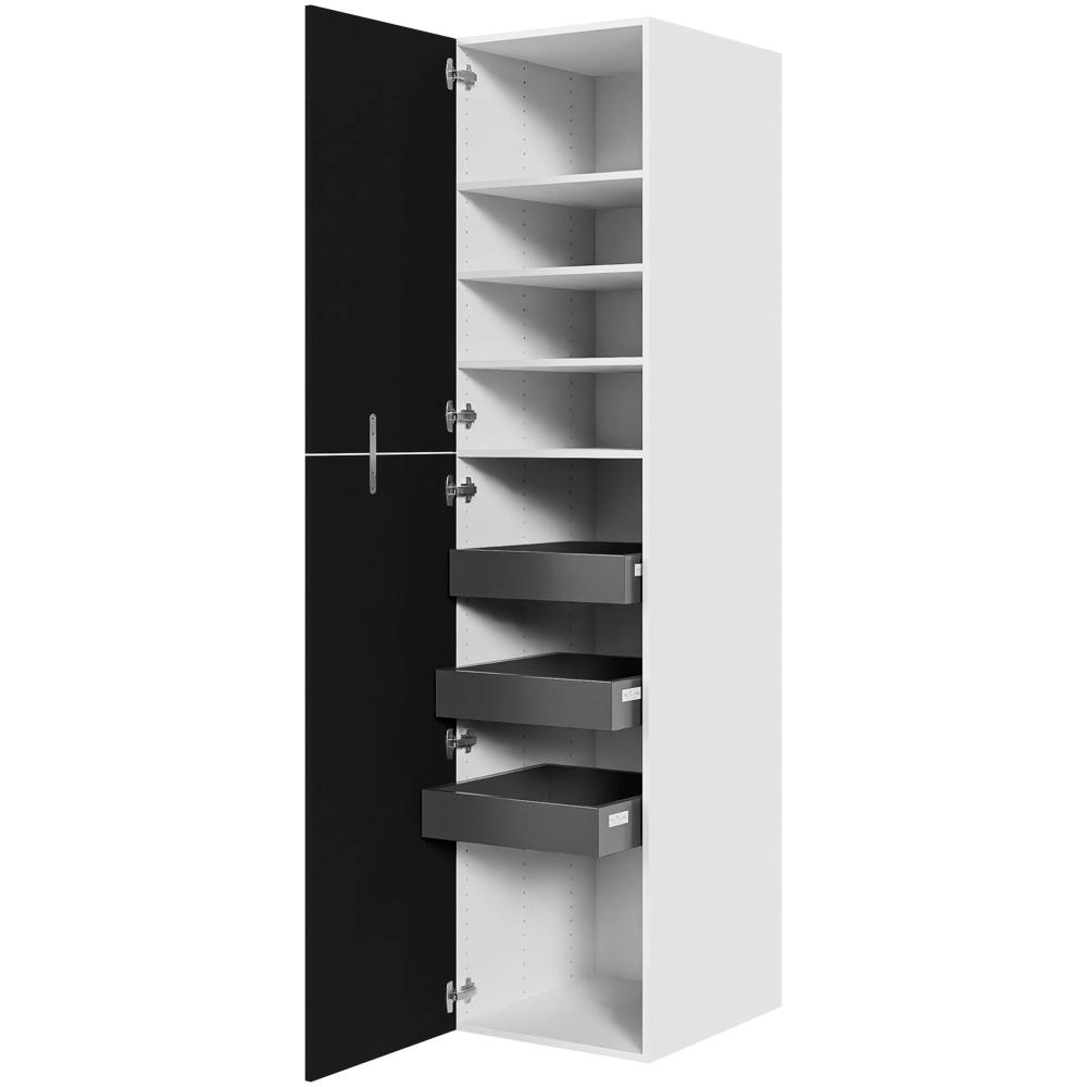 Multi-Living Køkken ekstra højt linnedskab  i Cibo Nero H: 214,4 cm D: 60,0 cm - Inklusiv 4 hylder samt 3 bakker. - Bredde: 50 cm