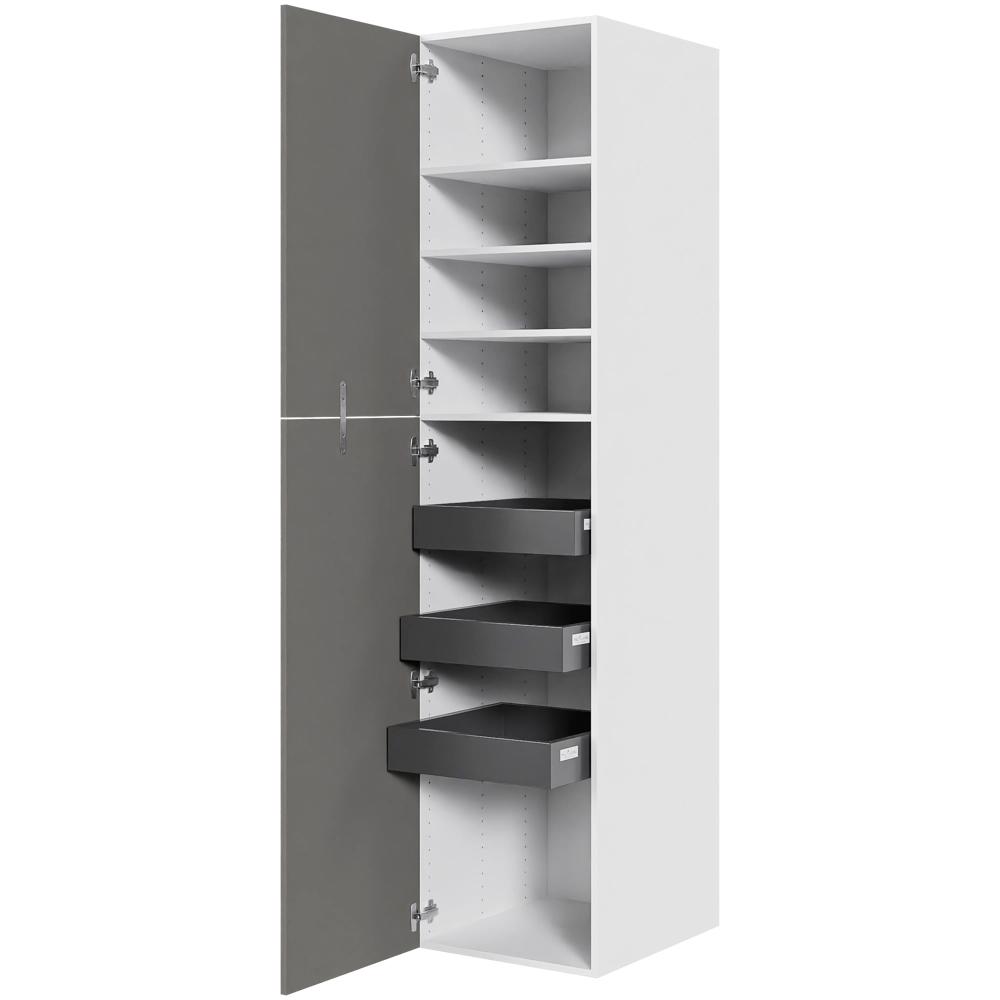 Multi-Living Køkken ekstra højt linnedskab  i Cibo Grigio H: 214,4 cm D: 60,0 cm - Inklusiv 4 hylder samt 3 bakker. - Bredde: 50 cm