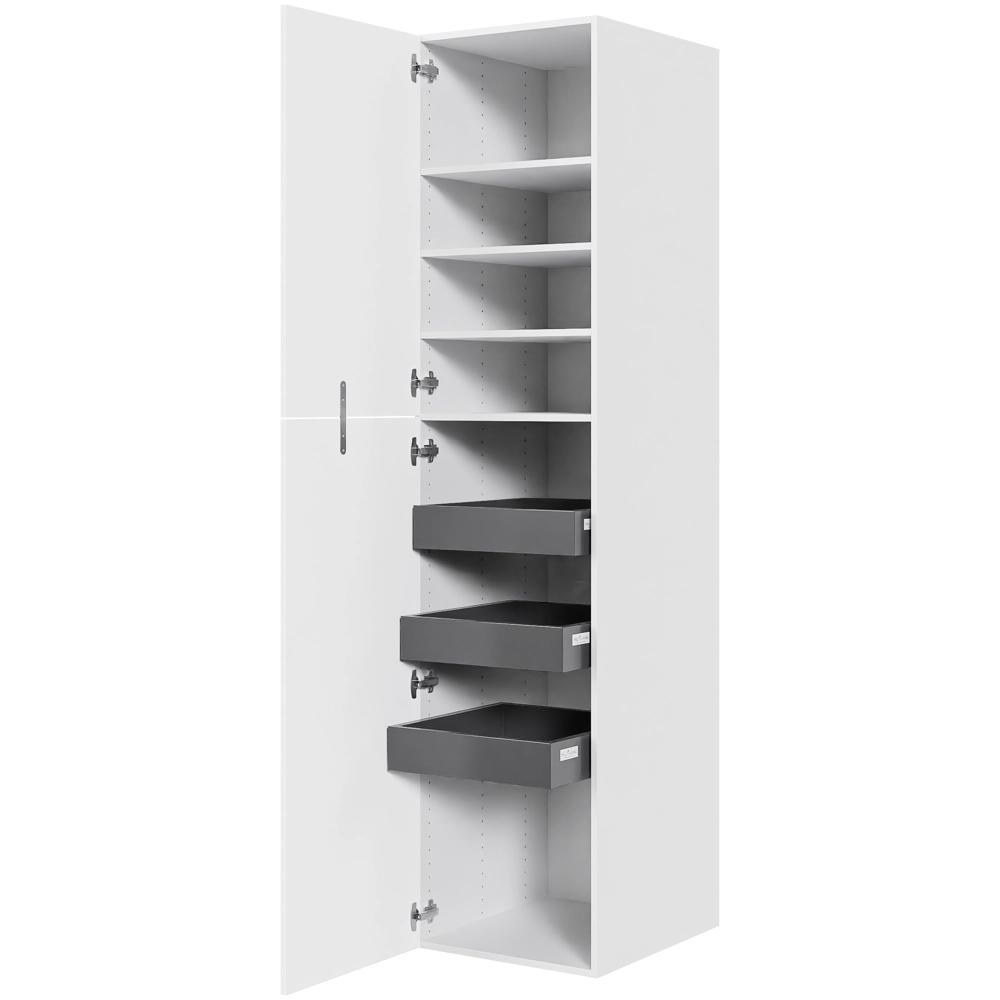 Multi-Living Køkken ekstra højt linnedskab  i Cibo Bianco H: 214,4 cm D: 60,0 cm - Inklusiv 4 hylder samt 3 bakker. - Bredde: 50 cm